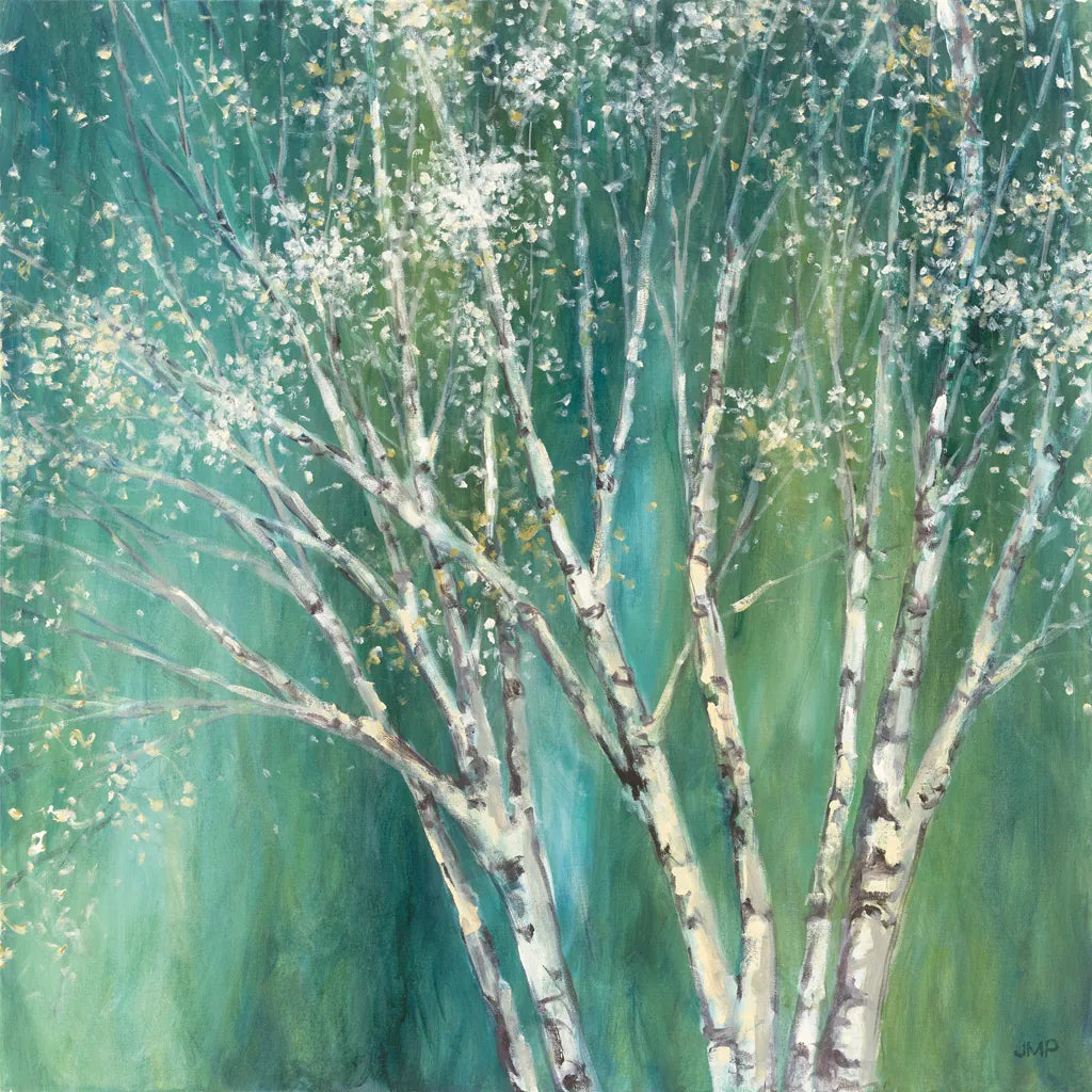 Blue Birch Green by Julia Purinton. SKU 37741a. Archival Giclee Fine art print for wall decor.