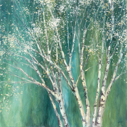 Blue Birch Green by Julia Purinton. SKU 37741a. Archival Giclee Fine art print for wall decor.