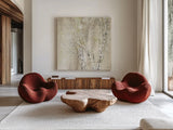 Blue Birch Neutral by Julia Purinton. Shown as extra-large giant wall art in a modern living room. Available as an archival giclee rolled canvas, fine art paper, or poster print. SKU 18084a.