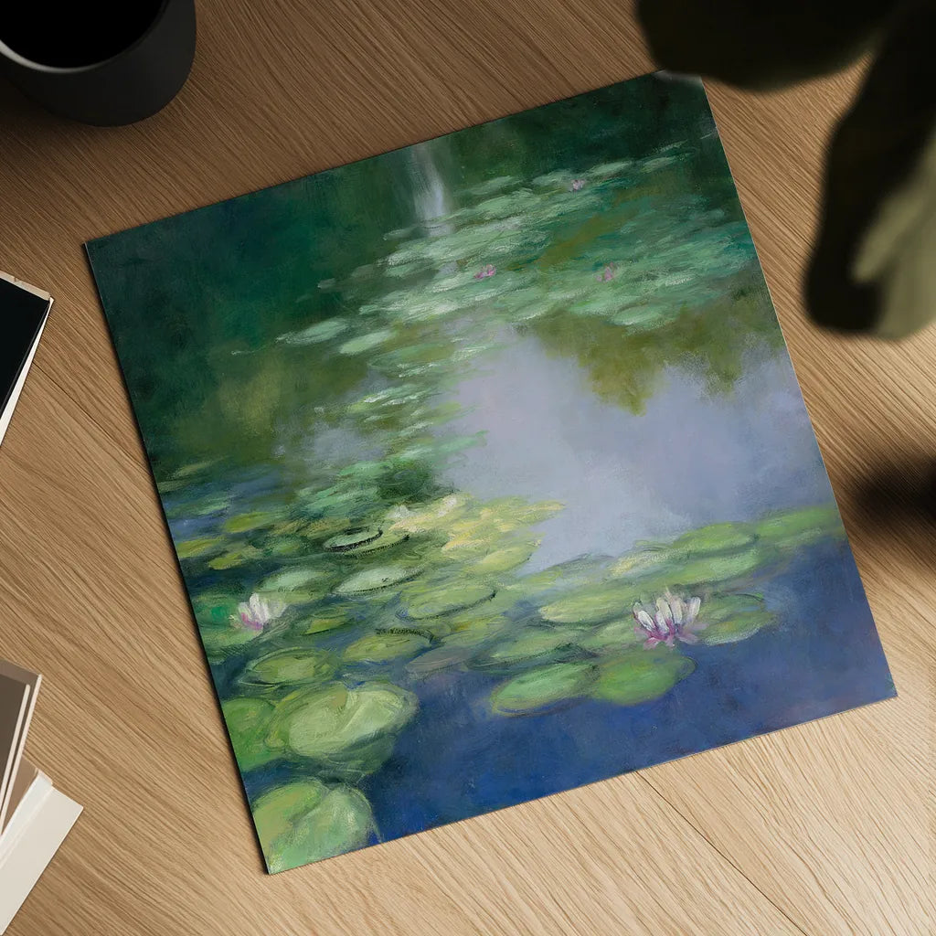 Blue Lily I by Julia Purinton. Shown as a detailed flat fine art print, highlighting archival giclee quality. Available as an archival giclee rolled canvas, fine art paper, or poster print. SKU 22437a.