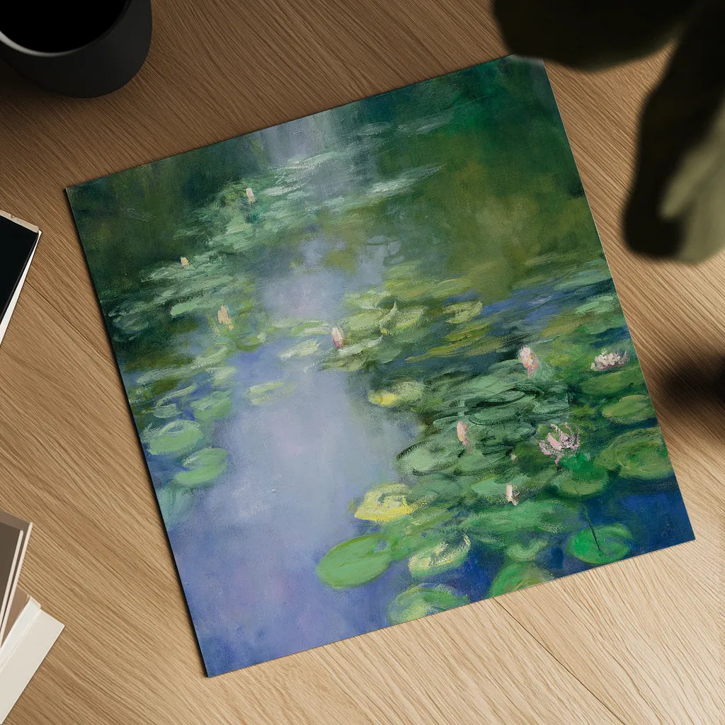 Blue Lily II by Julia Purinton. Shown as a detailed flat fine art print, highlighting archival giclee quality. Available as an archival giclee rolled canvas, fine art paper, or poster print. SKU 22438a.