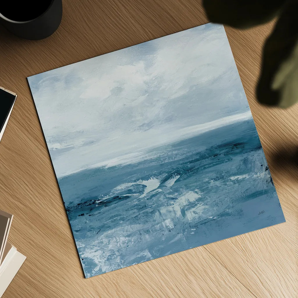 Blue Waves by Julia Purinton. Shown as a detailed flat fine art print, highlighting archival giclee quality. Available as an archival giclee rolled canvas, fine art paper, or poster print. SKU 73108a.