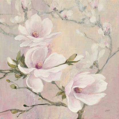 Blushing Magnolias by Julia Purinton. SKU 38369a. Archival Giclee Fine art print for wall decor.