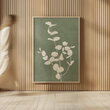 Botanical Study II Forest Green Crop by Julia Purinton. shown as over sized large wall art. Available as an archival giclee rolled canvas, fine art paper, or poster print. SKU 77828h.