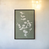 Botanical Study II Forest Green Crop by Julia Purinton. shown as a paper print in a black flame. Available as a archival giclee rolled canvas, fine art paper, or poster print. SKU 77828h.