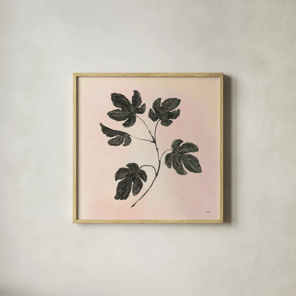 Botanical Study III Blush by Julia Purinton. Shown in a natural wood glass frame for a timeless modern aesthetic. Available as an archival giclee rolled canvas, fine art paper, or poster print. SKU 49726a.