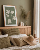Botanical Study III Forest Green Crop by Julia Purinton. shown as a paper print in a natural frame. Available as a archival giclee rolled canvas, fine art paper, or poster print. SKU 77829h.