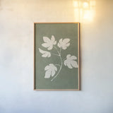 Botanical Study III Forest Green Crop by Julia Purinton. shown as a paper print in a natural frame. Available as a archival giclee rolled canvas, fine art paper, or poster print. SKU 77829h.