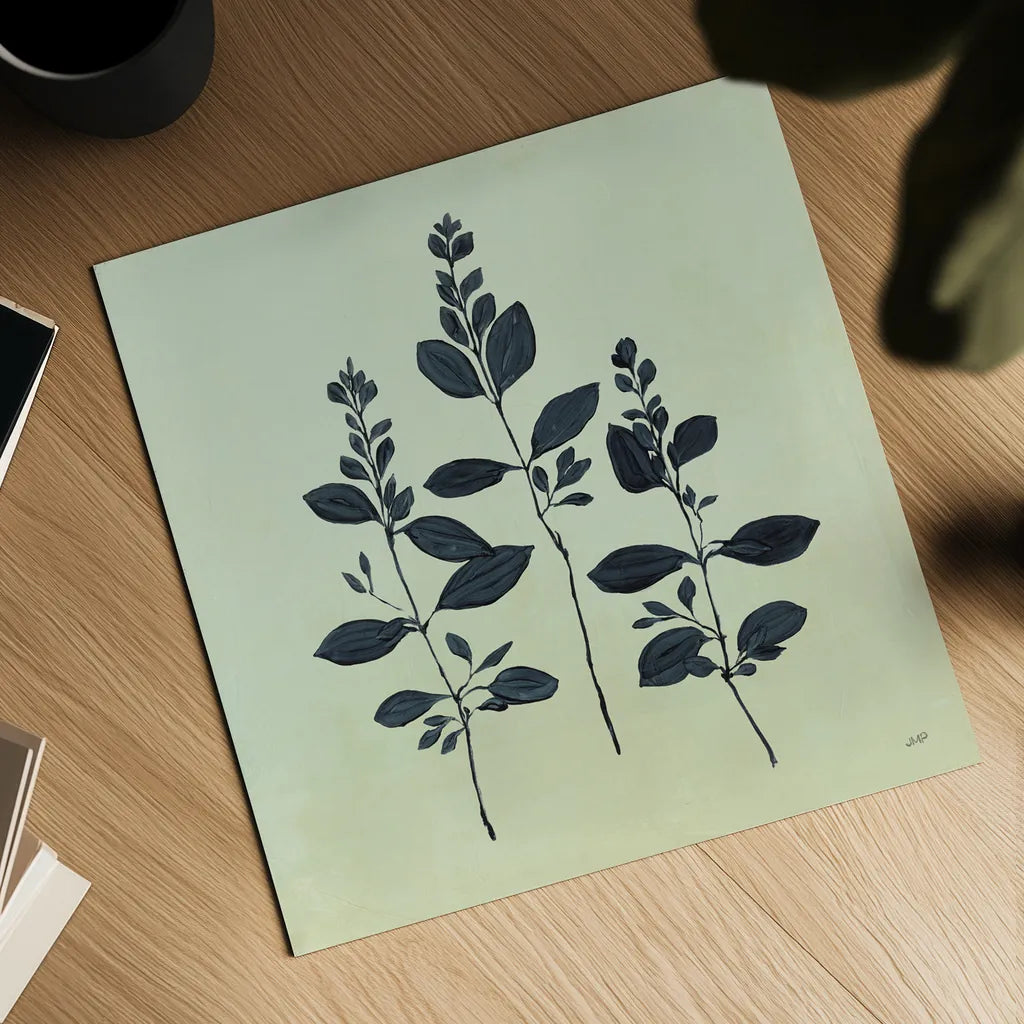 Botanical Study IV Sage by Julia Purinton. Shown as a detailed flat fine art print, highlighting archival giclee quality. Available as an archival giclee rolled canvas, fine art paper, or poster print. SKU 49728a.