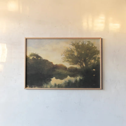 Breaking Dawn by Julia Purinton. shown as a paper print in a natural frame. Available as a archival giclee rolled canvas, fine art paper, or poster print. SKU 37724i.