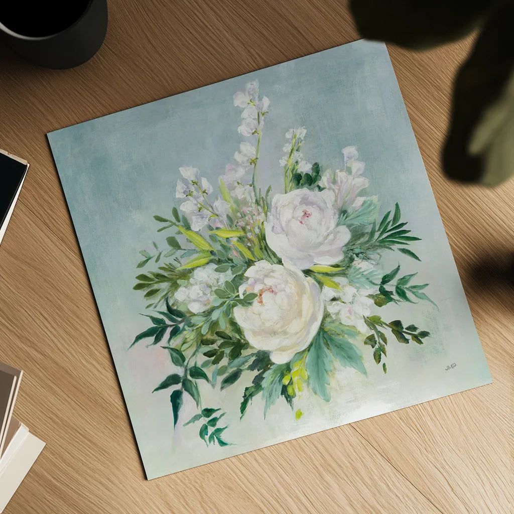 Bridal Bouquet by Julia Purinton. Shown as a detailed flat fine art print, highlighting archival giclee quality. Available as an archival giclee rolled canvas, fine art paper, or poster print. SKU 55362a.