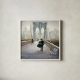 Bridge to NY v.2 by Julia Purinton. Shown in a crisp white glass frame for a clean and minimalist style. Available as an archival giclee rolled canvas, fine art paper, or poster print. SKU 22514a.