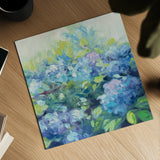 Bright Hydrangea II by Julia Purinton. Shown as a detailed flat fine art print, highlighting archival giclee quality. Available as an archival giclee rolled canvas, fine art paper, or poster print. SKU 14834a.