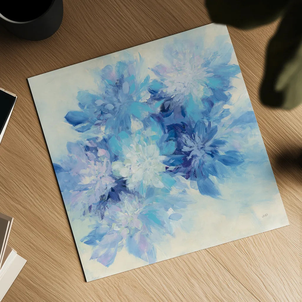 Burst of Blue by Julia Purinton. Shown as a detailed flat fine art print, highlighting archival giclee quality. Available as an archival giclee rolled canvas, fine art paper, or poster print. SKU 57167a.