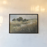 Calm Meadow by Julia Purinton. shown as a paper print in a black flame. Available as a archival giclee rolled canvas, fine art paper, or poster print. SKU 89474i.