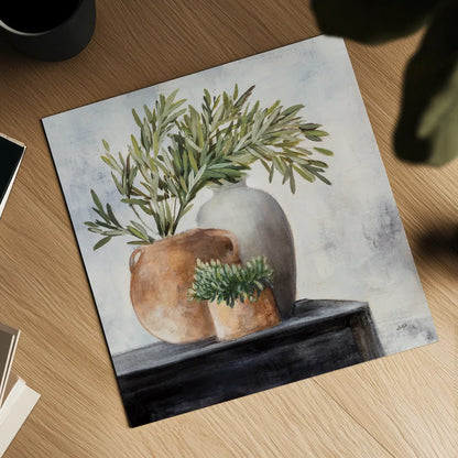 Calm Still Life Dark I by Julia Purinton. Shown as a detailed flat fine art print, highlighting archival giclee quality. Available as an archival giclee rolled canvas, fine art paper, or poster print. SKU 83018a.