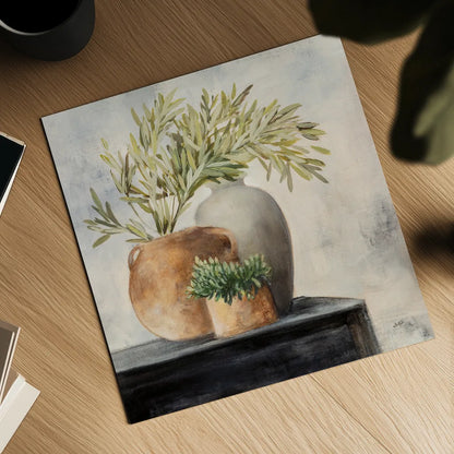Calm Still Life I by Julia Purinton. Shown as a detailed flat fine art print, highlighting archival giclee quality. Available as an archival giclee rolled canvas, fine art paper, or poster print. SKU 81167a.
