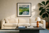 Causeway by Julia Purinton. Displayed in a glass frame with matte in a clean modern living room. Available as an archival giclee rolled canvas, fine art paper, or poster print. SKU 82634a.