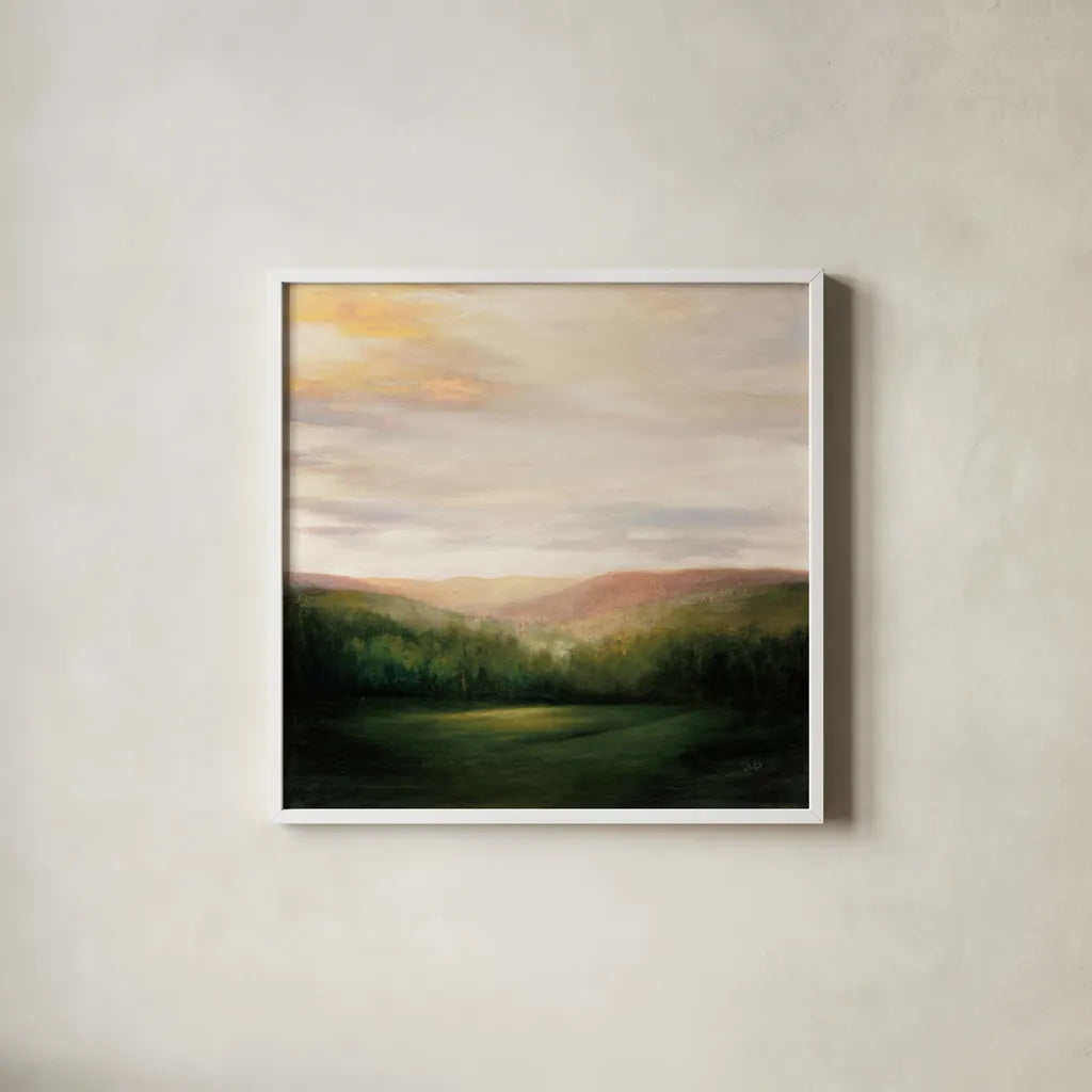 Celebration by Julia Purinton. Shown in a crisp white glass frame for a clean and minimalist style. Available as an archival giclee rolled canvas, fine art paper, or poster print. SKU 33429a.