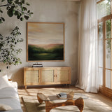 Celebration by Julia Purinton. Shown in a natural wood frame in a cozy modern living room. Available as an archival giclee rolled canvas, fine art paper, or poster print. SKU 33429a.