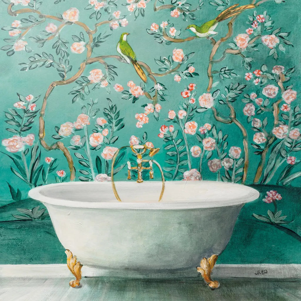 Chinoiserie Bath II Sq by Julia Purinton. SKU 83847a. Archival Giclee Fine art print for wall decor.