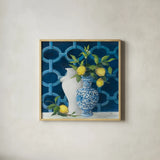 Chinoiserie Delight by Julia Purinton. Shown in a natural wood glass frame for a timeless modern aesthetic. Available as an archival giclee rolled canvas, fine art paper, or poster print. SKU 87669a.