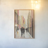 City Stroll by Julia Purinton. shown as a paper print in a natural frame. Available as a archival giclee rolled canvas, fine art paper, or poster print. SKU 13650h.