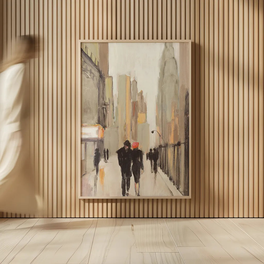 City Stroll Neutral by Julia Purinton. shown as over sized large wall art. Available as an archival giclee rolled canvas, fine art paper, or poster print. SKU 37744h.