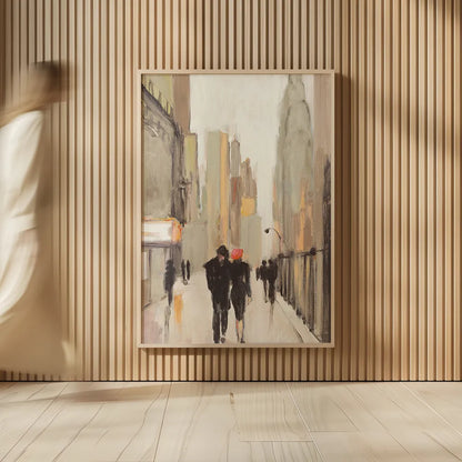 City Stroll Neutral by Julia Purinton. shown as over sized large wall art. Available as an archival giclee rolled canvas, fine art paper, or poster print. SKU 37744h.