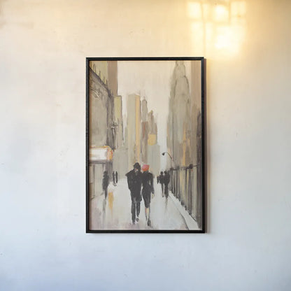 City Stroll Neutral by Julia Purinton. shown as a paper print in a black flame. Available as a archival giclee rolled canvas, fine art paper, or poster print. SKU 37744h.