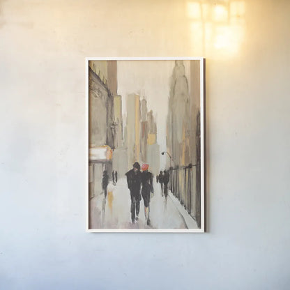 City Stroll Neutral by Julia Purinton. shown as a paper print in a white frame. Available as a archival giclee rolled canvas, fine art paper, or poster print. SKU 37744h.