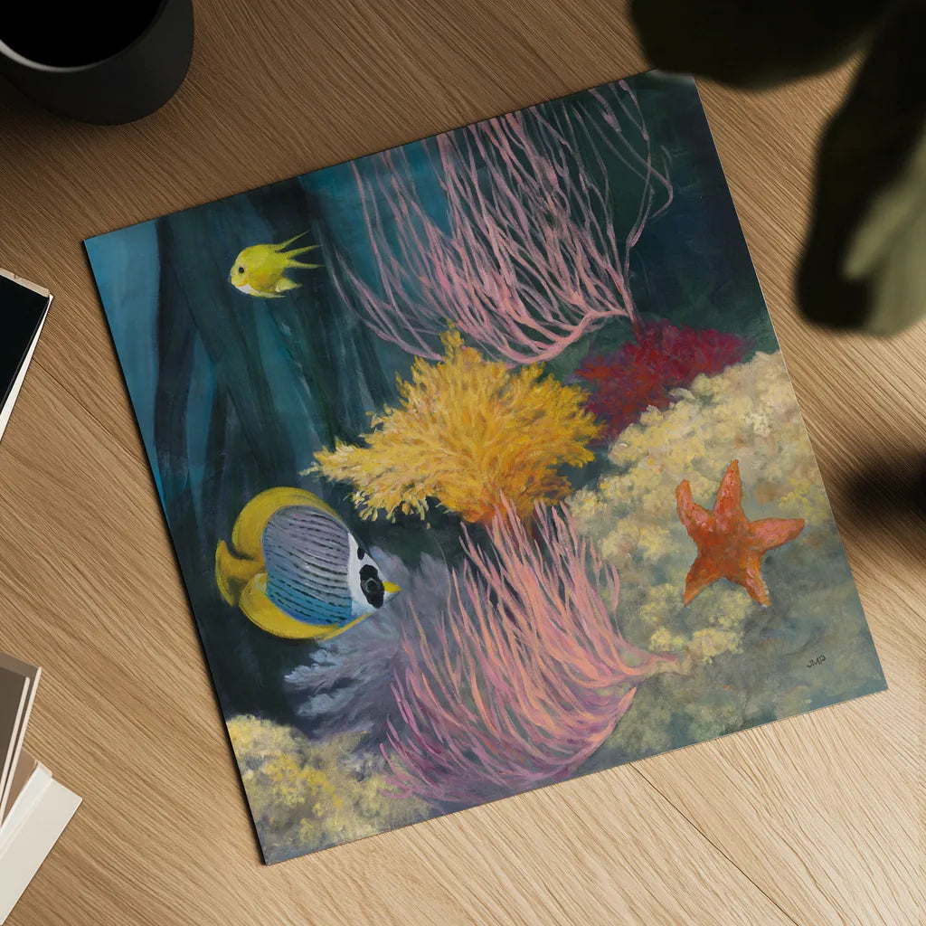 Coastal Reef II by Julia Purinton. Shown as a detailed flat fine art print, highlighting archival giclee quality. Available as an archival giclee rolled canvas, fine art paper, or poster print. SKU 66557a.