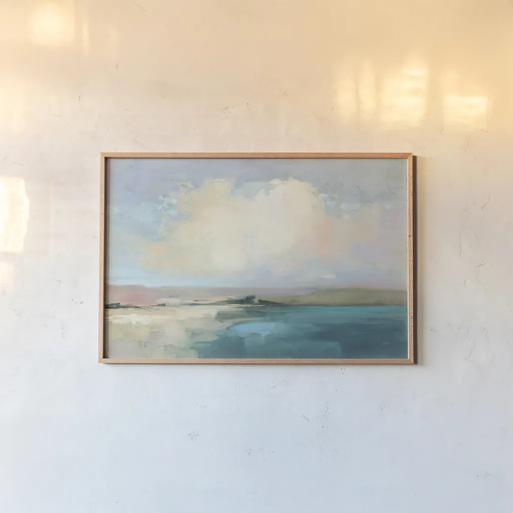 Coastal Sky by Julia Purinton. shown as a paper print in a natural frame. Available as a archival giclee rolled canvas, fine art paper, or poster print. SKU 56319i.