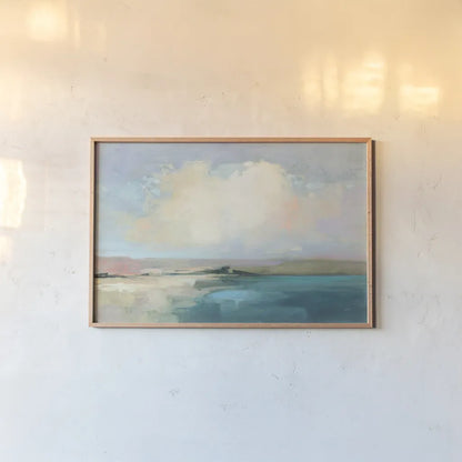 Coastal Sky by Julia Purinton. shown as a paper print in a natural frame. Available as a archival giclee rolled canvas, fine art paper, or poster print. SKU 56319i.