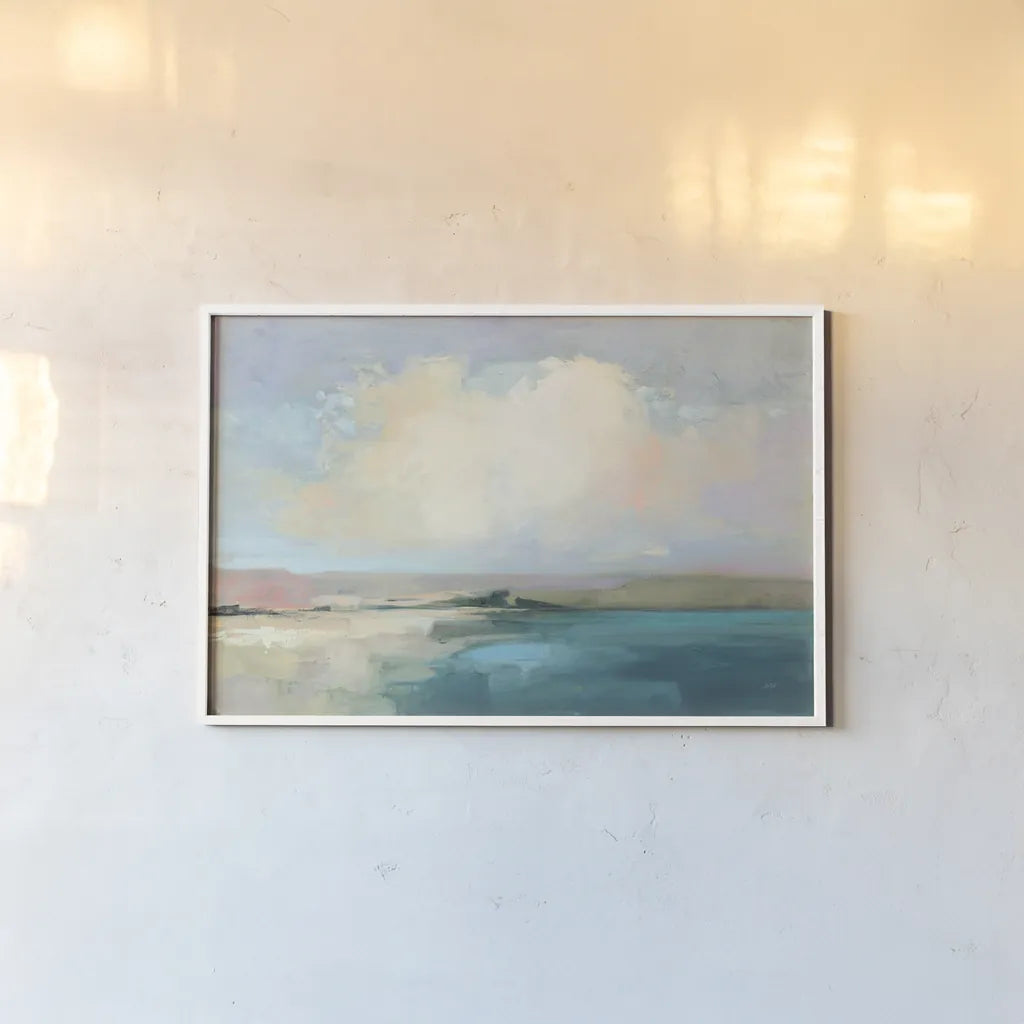 Coastal Sky by Julia Purinton. shown as a paper print in a white frame. Available as a archival giclee rolled canvas, fine art paper, or poster print. SKU 56319i.
