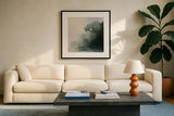 Coastal Solitude by Julia Purinton. Displayed in a glass frame with matte in a clean modern living room. Available as an archival giclee rolled canvas, fine art paper, or poster print. SKU 73242a.