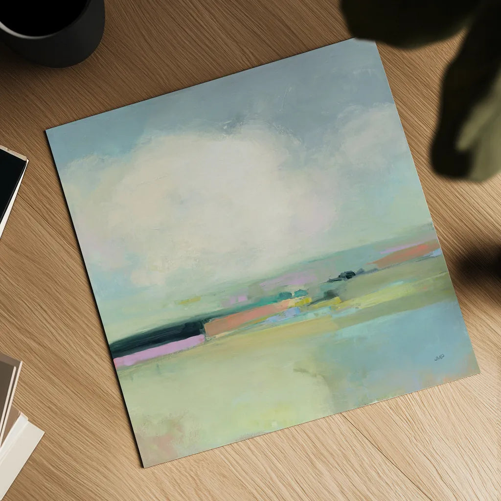 Colorful Landscape by Julia Purinton. Shown as a detailed flat fine art print, highlighting archival giclee quality. Available as an archival giclee rolled canvas, fine art paper, or poster print. SKU 70491a.