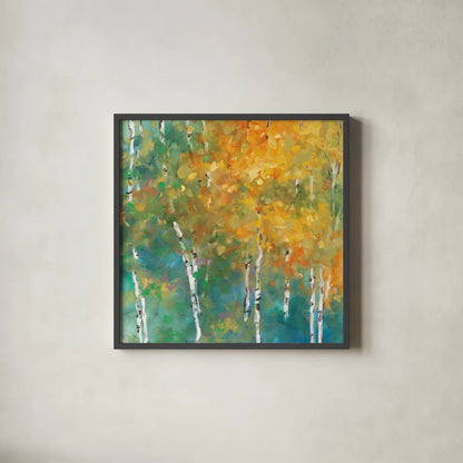 Confetti II by Julia Purinton. Shown in a sleek black glass frame for a contemporary gallery look. Available as an archival giclee rolled canvas, fine art paper, or poster print. SKU 15827a.