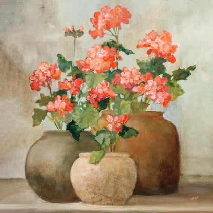 Cottage Geraniums II by Julia Purinton. SKU 81831a. Archival Giclee Fine art print for wall decor.