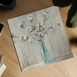 Cotton Bouquet Crop by Julia Purinton. Shown as a detailed flat fine art print, highlighting archival giclee quality. Available as an archival giclee rolled canvas, fine art paper, or poster print. SKU 31779a.
