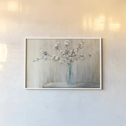 Cotton Bouquet Crop by Julia Purinton. shown as a paper print in a white frame. Available as a archival giclee rolled canvas, fine art paper, or poster print. SKU 31779i.