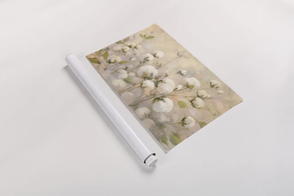 Cotton Field by Julia Purinton. shown as a rolled paper print. Available as archival giclee rolled canvas, fine art paper, or poster print. SKU 31778i.