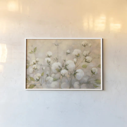 Cotton Field by Julia Purinton. shown as a paper print in a white frame. Available as a archival giclee rolled canvas, fine art paper, or poster print. SKU 31778i.
