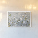 Cotton Field Blue Gray by Julia Purinton. shown as a paper print in a white frame. Available as a archival giclee rolled canvas, fine art paper, or poster print. SKU 42243i.