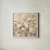 Cotton Field Crop by Julia Purinton. Shown in a crisp white glass frame for a clean and minimalist style. Available as an archival giclee rolled canvas, fine art paper, or poster print. SKU 31778a.