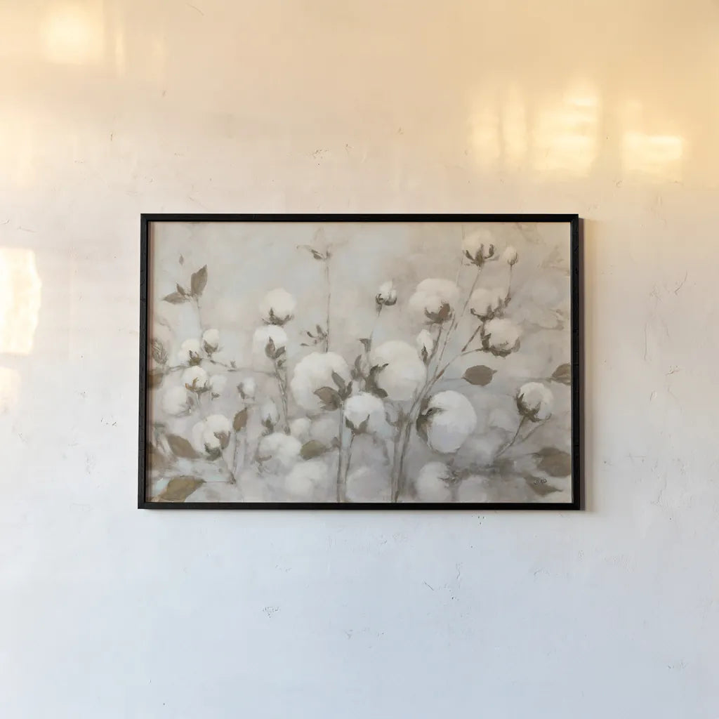 Cotton Field Neutral by Julia Purinton. shown as a paper print in a black flame. Available as a archival giclee rolled canvas, fine art paper, or poster print. SKU 33319i.
