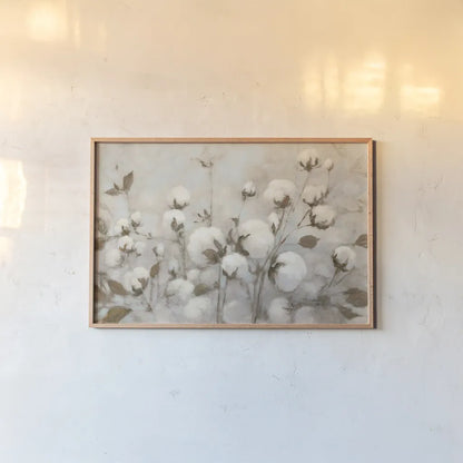 Cotton Field Neutral by Julia Purinton. shown as a paper print in a natural frame. Available as a archival giclee rolled canvas, fine art paper, or poster print. SKU 33319i.