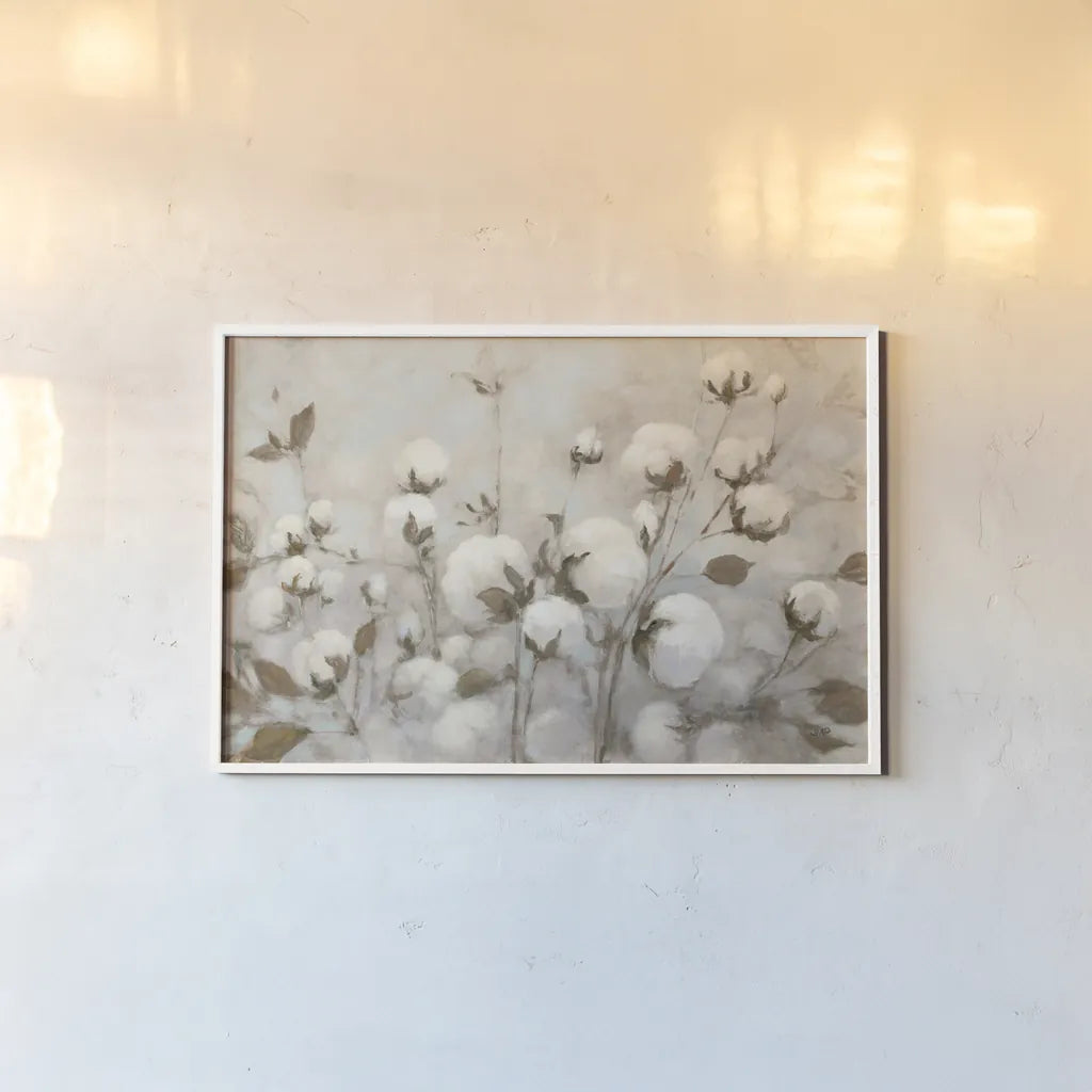 Cotton Field Neutral by Julia Purinton. shown as a paper print in a white frame. Available as a archival giclee rolled canvas, fine art paper, or poster print. SKU 33319i.