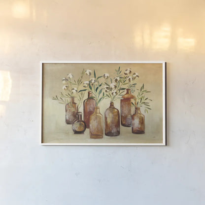 Cotton Still Life I by Julia Purinton. shown as a paper print in a white frame. Available as a archival giclee rolled canvas, fine art paper, or poster print. SKU 51540i.