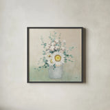Country Centerpiece by Julia Purinton. Shown in a sleek black glass frame for a contemporary gallery look. Available as an archival giclee rolled canvas, fine art paper, or poster print. SKU 38370a.